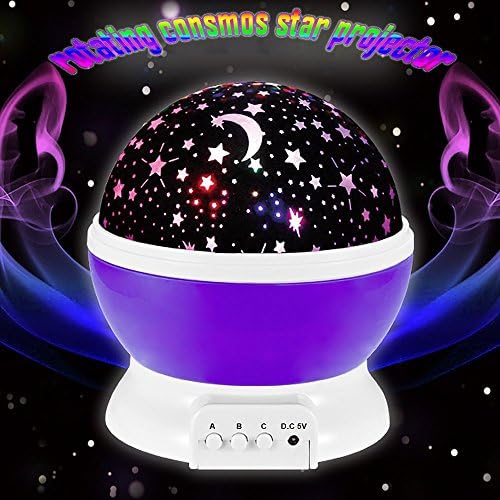 Rotating Night Light,Ferryone Romantic Sky Moon &amp; Cosmos Cover Projector Night Lighting for Children Adults Bedroom, Mood/Decorative Light, Baby Nursery Light, Living Room Gift(Purple)