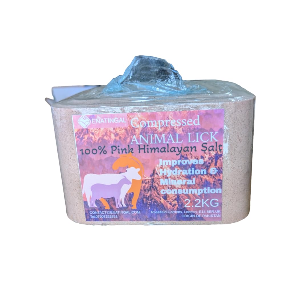 Himalayan Pink Salt Lick for Animals, 2200 g Compressed Salt Block (2.2 kg) "Pakistan Origin"