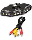 Fosmon A1602 RCA Splitter with 3-Way Audio, Video RCA Switch Box + RCA Cable for Connecting 3 RCA Output Devices to Your TV