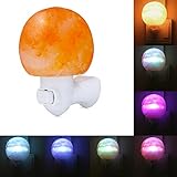USCVIS Himalayan LED Salt Lamp, Wuudi Mini Color Change Salt Fog Lamp Natural Carved Crystal Salt Light Incandescent Bulb and Multi LED Color Changing Bulb
