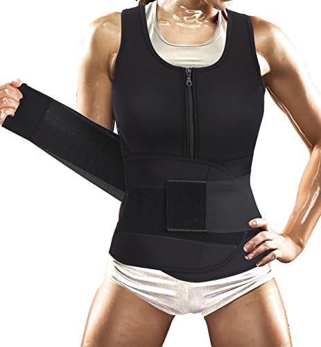 Women Sauna Suit Waist Trainer Vest for Sport Workout Weight Loss Corset With Belt Neoprene Shirt Body Shaper Tank Top (M, Black Hot Sauna Shaper Suit Belt Vest)