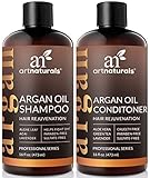 ArtNaturals Argan Hair Growth Shampoo & Conditioner Set- (2 x 16 Fl Oz / 473ml) - Sulfate Free - Treatment for Hair Loss, Thinning & Regrowth - Men & Women - Infused with Biotin, Argan Oil, Keratin, C