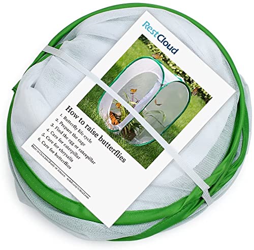 Two Doors Monarch Butterfly Habitat, Insect Mesh Cage, Caterpillar Enclosure Terrarium Pop-up (15.7 X 15.7 X 24 Inches)