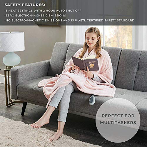 MP2 Fleece Heated Blanket Wrap Shawl, Wearable Electric Poncho Throw