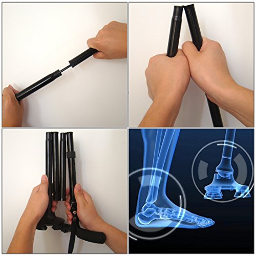 Sminiker Professional LED Folding Walking Cane with Carrying Bag for Old Gentleman or Lady Aluminum Alloy Foldable Cane with Light