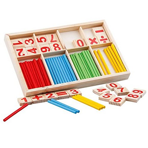 NERLMIAY Wooden Digital Rod Counting rods Number Cards and Counting Rods with Box