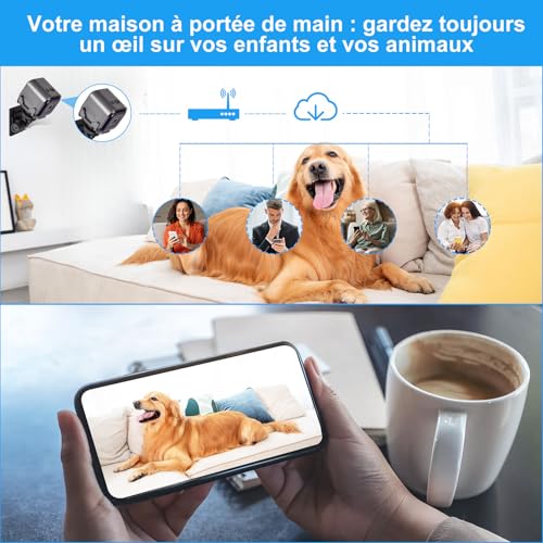 Caméra Espion Miniature 1080P,Caméra Surveillance WiFi Intérieur sans Fil - Mini Caméra Espion avec Vision Nocturne,Détection de Mouvement et Audio Bidirectionnel en Temps Réel par Application Mobile