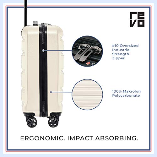 REVO Arro Hardside Luggage with Spinner Wheels, Made in USA, CarryOn
