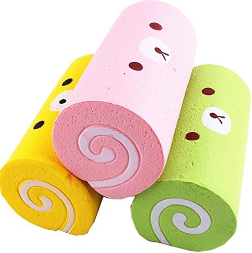 2 Pack Jumbo Slow Rising Stress Reliever Squishy Squeeze Cute Cake Roll Squishes for Kids and Adult(Radom color)