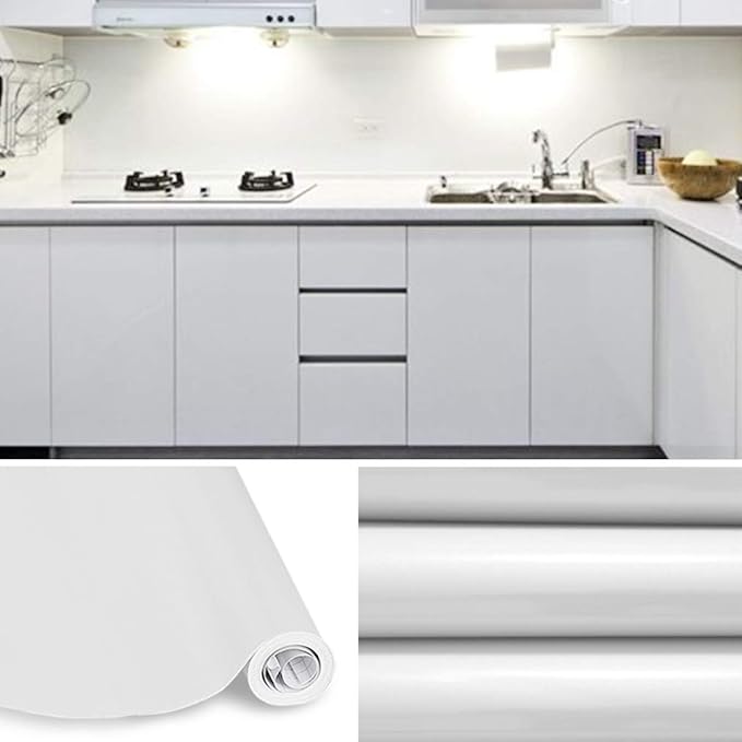 KINLO Tapeten Küche grau 61x500cm aus hochwertigem PVC Klebefolie Aufkleber Küchenschränke wasserfest Aufkleber für Schrank s