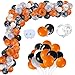 Auihiay 120 Pieces Halloween Balloon Arch Garland Set Include Orange Black Gray White Balloons Garland and Spider Web for Halloween Party Background Classroom Home Decorations