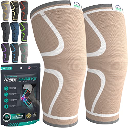 Knee Compression Sleeves - Support Brace For Running, Weight Lifting, Joint Pain Relief - Men & Women