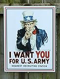 Uncle Sam I Want You for U.S. Army Retro Vintage Tin Sign