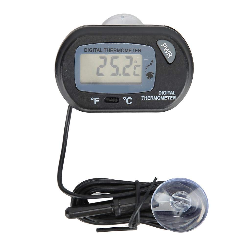 Electronic Water Thermometer, LCD Digital Aquarium Thermometer Aquarium Probe Figure Electronic Fish Tank Water Terrarium Temperature with Suction Cup for Home Tank Aquarium