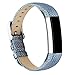 AK Bands Compatible with Fitbit Alta/Alta HR, Adjustable Comfortable Leather Wristband Compatible with Fitbit Alta HR 2017/Fitbit Alta (Grid Blue)