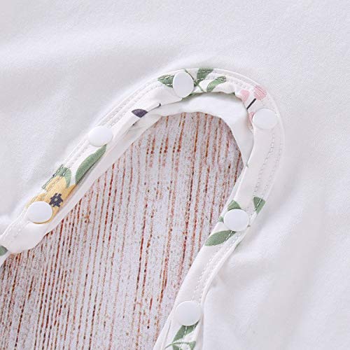 3Pcs/Set Baby Girl Toddler Floral Outfit Clothes Set Romper + Hat + Bowknot Headband (Color : White 100)