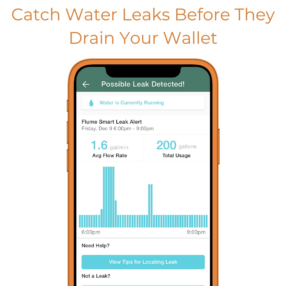 Flume 2 Smart Home Water Monitor & Leak Detector – WiFi Connected, Real-Time Usage Tracking & Alerts – Works with Compatible Residential Water Meters - View 2
