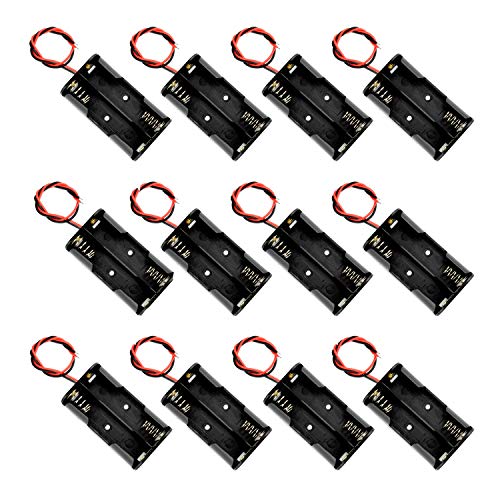 2 x 1.5V AA Battery Holder Case Box with Red and Black Wire Leads 12 Pcs