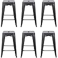 Amazon.com: Gia Design Group 24 Inch Metal Bar Stools Set of 6 - Gun ...