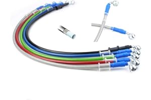 FIREYOURACING 400-2400mm AN3 1/8inch 28 90 Degree M10 Motorcycle Hydraulic Brake Line Oil Hose Pipe Fitting Stainless Steel Braided for ATV Motorcycle Motocross Pit Dirt Street Racing bike - 800mm Blue