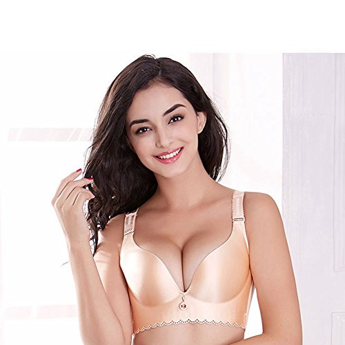 HUABAN Women Push up Seamless Wireless Padded Bra Plus Size Bralette Plunge Lingerie