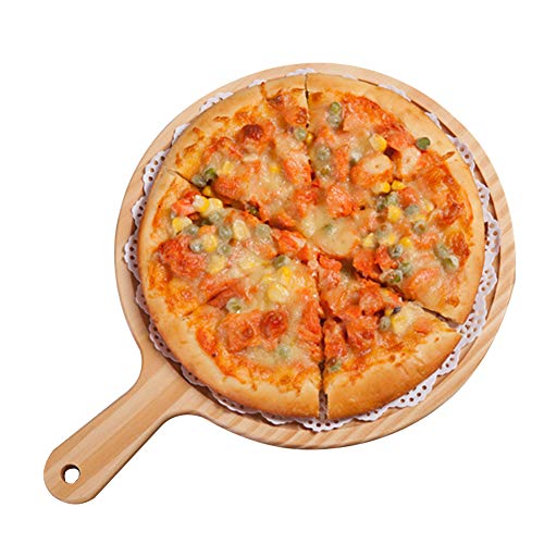 Wood Pizza Peel Pizza Paddle Spatula Round 12" Transfer Tray Baking Shovel Cake Lifter for Moving Pizza, Cookies Pie, Cakes, Bread