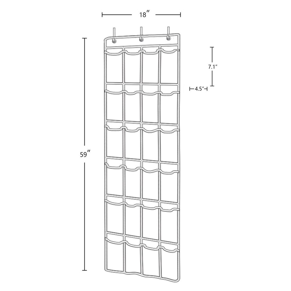 Hippih Over the Door Shoe Organizer with 24 Reinforced Pockets Hang on standard doors with 3 hooks,64\'\' x 19\'\'
