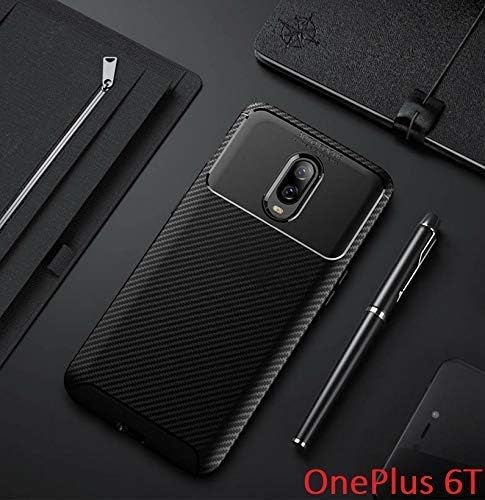 CASHPRO™ 2018 New Design Fashion Matte Autofocus Slim[360 Protection] Carbon Fiber Armor Textured Rugged[Scratch Proof ] TPU Case for One Plus 6T(Black)