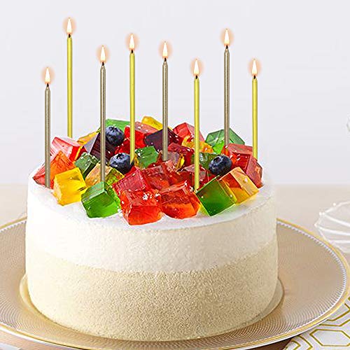 36 Pieces Metallic Birthday Candles- Cake Candles Cakes Decorations in Birthday Party (18 pc Gold and 18 pc Champagne Gold)