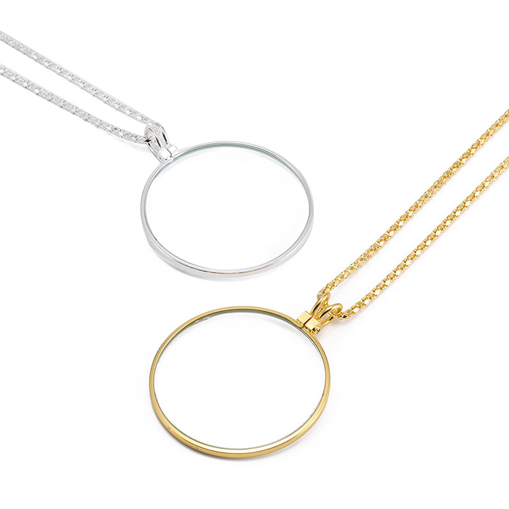 2 Pieces Monocle Glasses, Monocle Costume, Necklace with Magnifying Glass, for Reading Books and Newspapers, Observation and Research