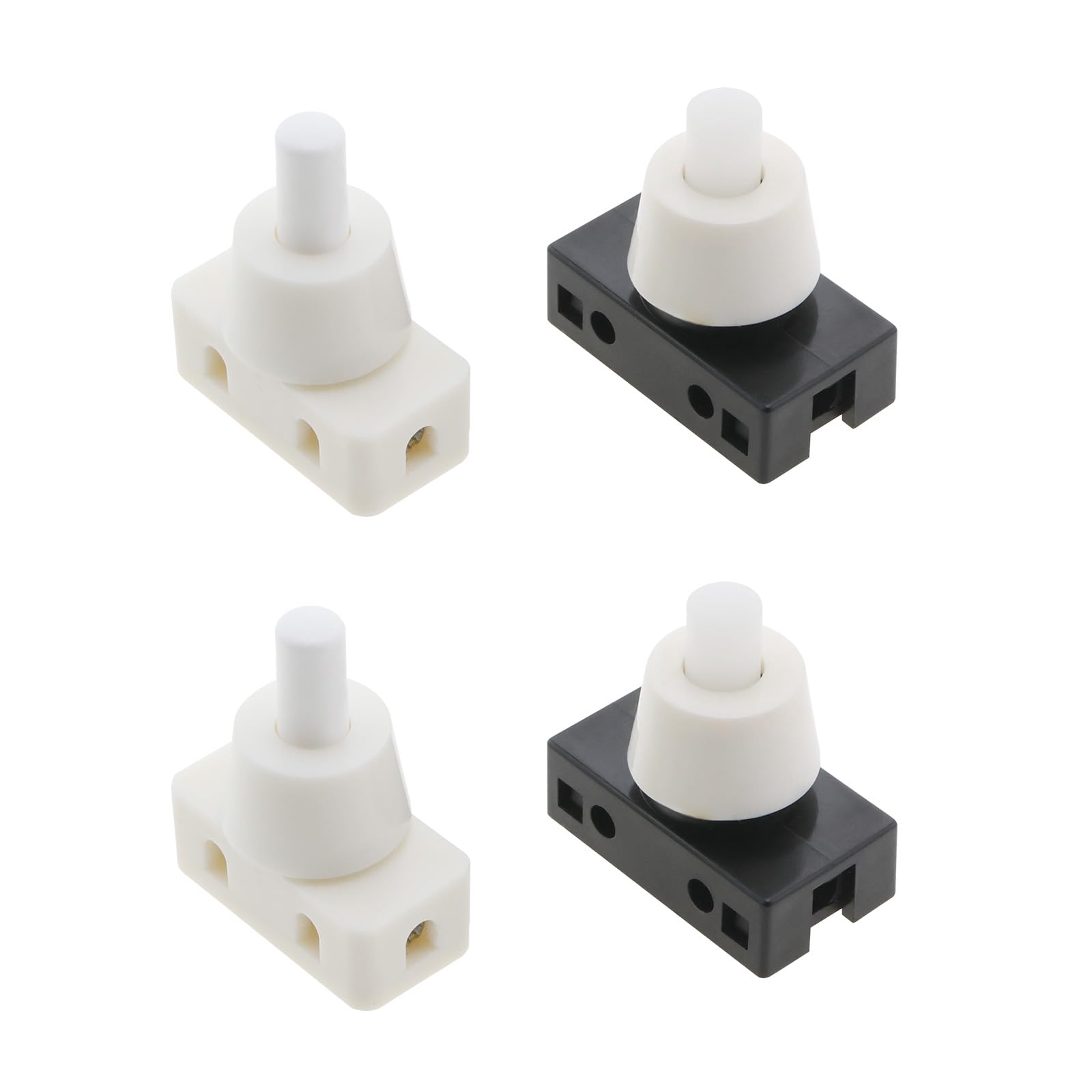 VGOL 4pcs 250V 10A Miniature Push Button Switch, Push Button Switch,Push Button ON/Off Control for Desk Lamp/Light/Bulb Switch (2 White +2 Black)