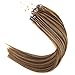 Youngsee 14inch Remy Human Hair Micro Loop Real Hair Extensions Dark Brown Mixed with Caramel Blonde Silk Straight Micro Ring Loop Human Hair Extensions 1g/Strand 50gram/pack