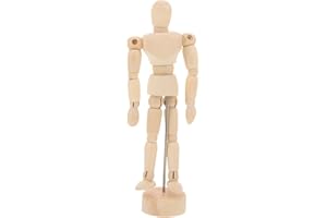 Operitacx 5.3 Inch Wooden Drawing Model Manikin with Stand Articulated Posable Artist Manikin for Sketching Painting and Sculpting Reference