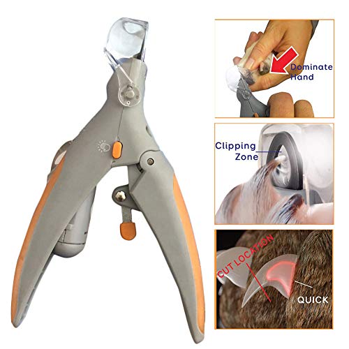 INLAR Pet Nail Clippers with 5X Magnifier & LED Light, Lightweight Pet Nail Trimmer Claw Care, Gentle Nail Guide, Quick Clip Trimme - for Smaller Size Dogs and Cats (Grey,Grey) - Thumbnail 4