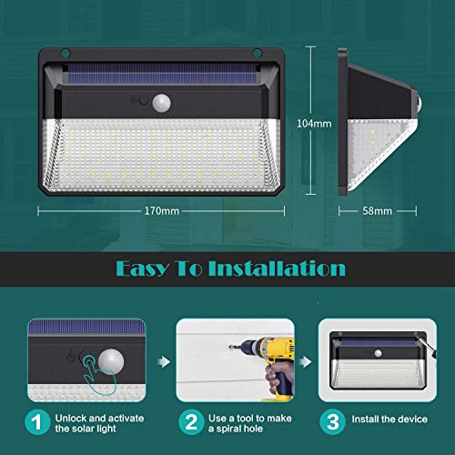Solar Lights Outdoor 108 Led, [2200mAh Super Bright Energy Saving] Solar Security Lights Motion Sensor, 3 Modes [270º Illumination] Wireless Solar Wall Lights for Fence, Deck, Garage, Yard(2 Pack) - Thumbnail 5