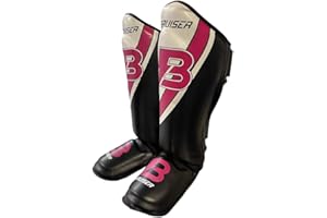 Bruiser Shin Guards with Instep - Black/White/Pink - Kickboxing, Kicking, Sparring, MMA, Muay Thai Kickboxing, Muay Thai, Leg