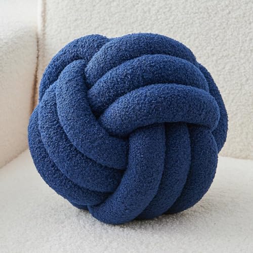 Knot Pillow Ball Navy Blue 13 Inch