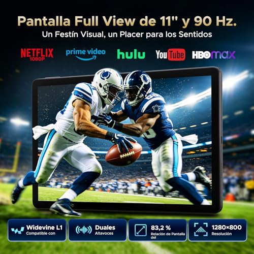 P11 Tablet Android 16, Tablet 11 Pulgadas con 48GB RAM+128GB ROM/TF 2TB, 8800mAh, Tablets Android con 90Hz Display, T7250 Octa-Core, 13MP+5MP, Gemini AI, Widevine L1, Face ID, Teclado, Lapiz, Negro