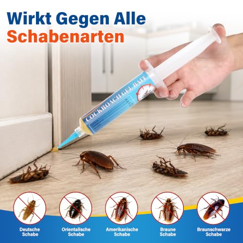 6 x 30 g Cockroaches Odourless Bait - Cockroaches Monitoring Device Gel for Indoor & Outdoor Use, Kitchen & Household, Long Lasting & Effective, Safe for Children and Pets