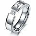 LAVUMO Him Her Couple Rings Stainless Steel Anniversary Engagement Promise Wedding Band My Love CZ