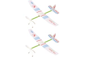 TOTORITY Rubber Band Powered Throwing Airplane: 2pcs Foam Glider Airplane Styrofoam Slingshot Aircraft Propeller Planes DIY Flying Toy for Kids Random Style