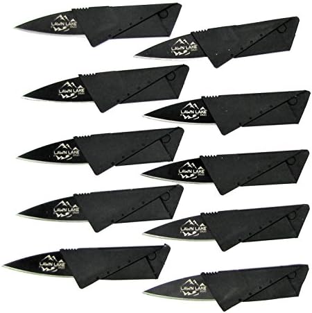10 PACK of Lawn Lake Sales Brand, Credit Card Sized, Folding Pocket Knife, Keep In Your Bug Out Bag (BOB), Cars, Campers, Boats, hiking pack, Emergency, Survival, Tactical EDC Knife.