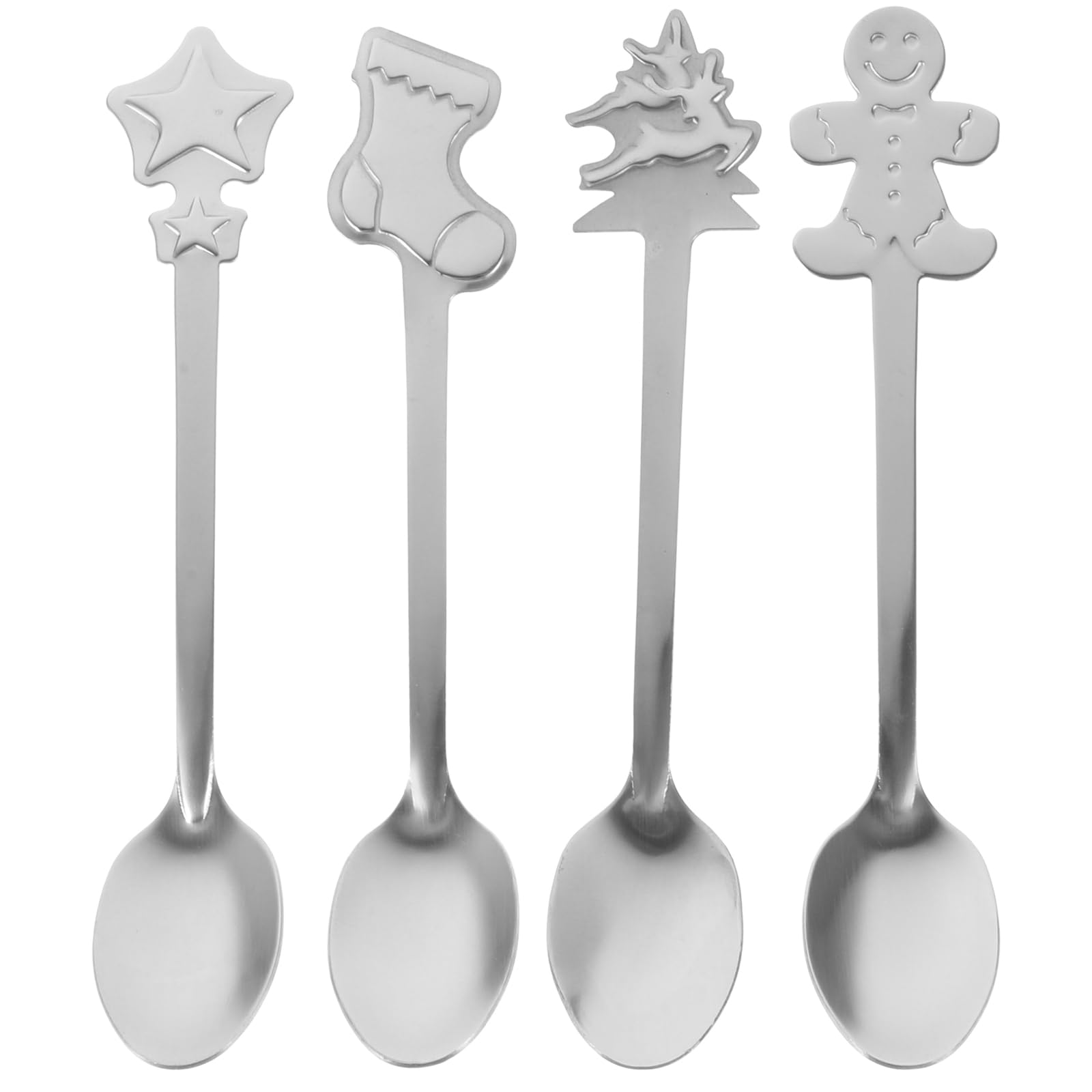 TOPBATHY 8pcs Christmas Spoons Stainless Steel Hot Chocolate Spoons Christmas Cutlery for Coffee Dessert Ice Cream Sundae