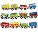 Pidoko Kids Wooden Train Set - 12 Pcs Engines Cars - Compatible with Thomas Train Set Tracks and Major Brands - Perfect Toy for Boys and Girls