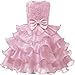 NNJXD Girl Dress Kids Ruffles Lace Party Wedding Dresses Size (140) 6-7 Years Flower Pink