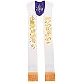 BLESSUME Reversible Stole Chasuble Vestments Priest IHS Embroidery Overlay Stole