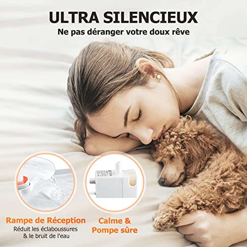 Fontaine Eau Chat – Fontaine Eau Chien Automatique Électrique 2.5L, Distributeur Eau Chat Super Silencieux avec Technologie d\'Ultrafiltration UF, Fontaine d’Eau Potable pour Animal, Charge USB 1.8M