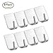 3M Self Adhesive Hook, HMTek Stainless Steel Wall Hooks Adhesive for Home Kitchen Coats Hats Keys Bags Contemporary Style, Brushed Finish, Pack of 8