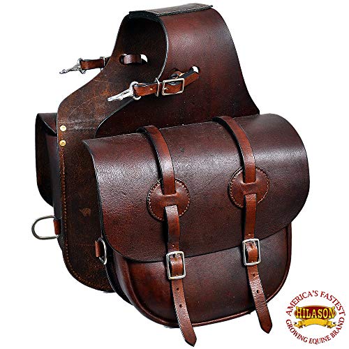 HILASON Horse Western Saddle Bag Heavy Duty Leather Cowboy Trail Mahogany
