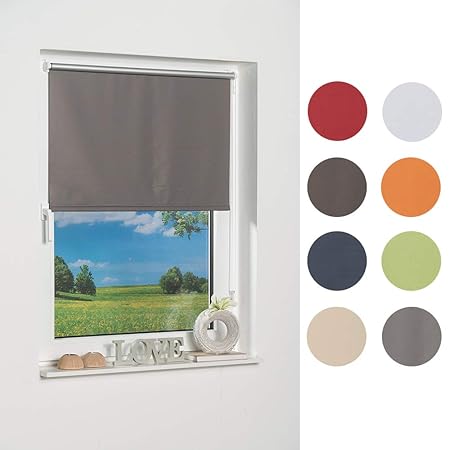 K-home Klemmfix-Minirollo 90150 (B:H) Grau Verdunklung, Stoff, 90 x 150 cm